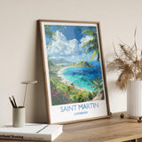 Saint Martin Travel Print, Travel Poster of Saint Martin, Caribbean, Saint Martin Art Lovers Gift, Caribbean Gift, Wall Art Print NQ Media Designs