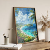Saint Martin Travel Poster, Travel Print of Saint Martin, Caribbean, Saint Martin Art Lovers Gift, Caribbean Gift, Wall Art Print NQ Media Designs