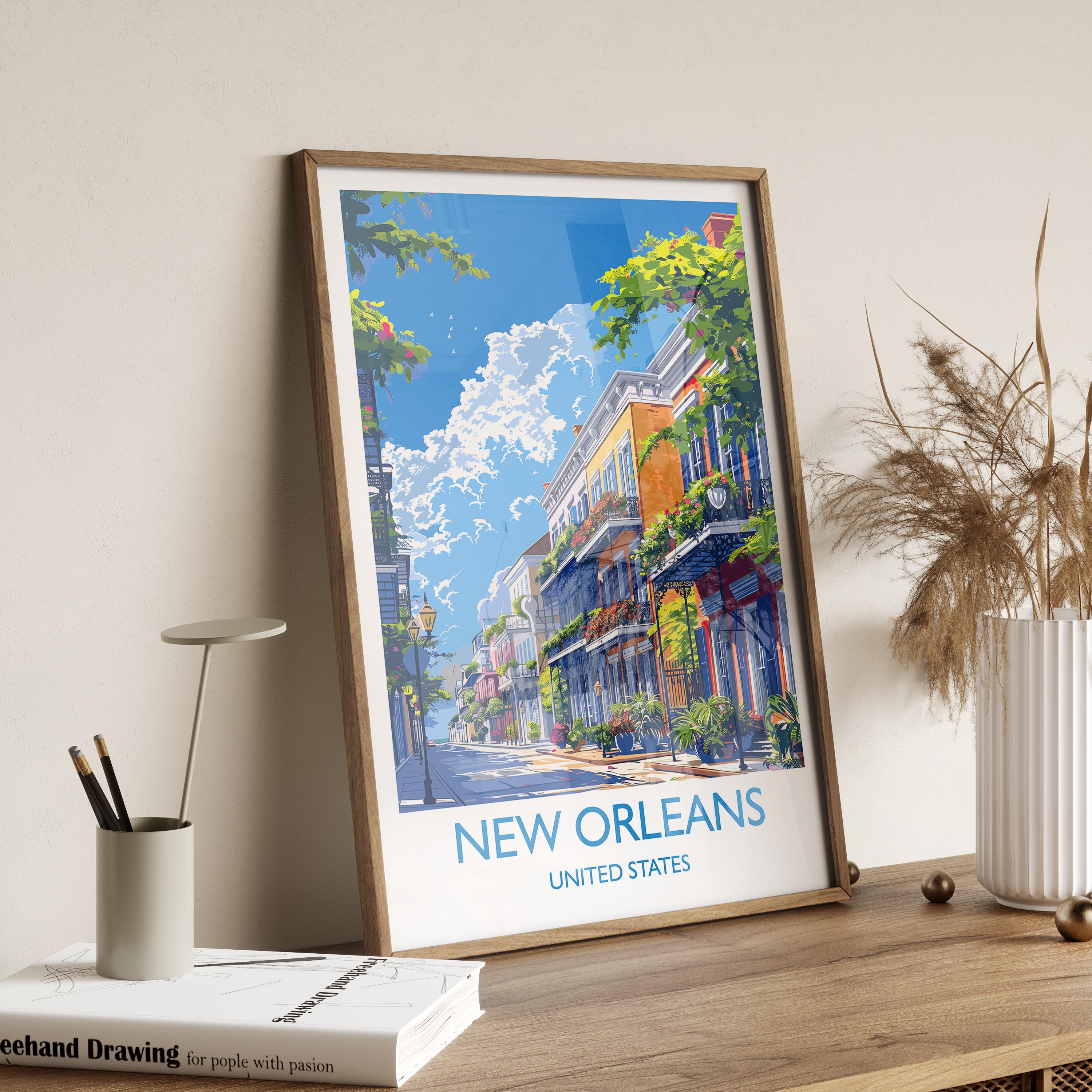 New Orleans Travel Print Wall Art, Travel Poster of New Orleans, New Orleans Art Lovers Gift, USA Art Gift NQ Media Designs
