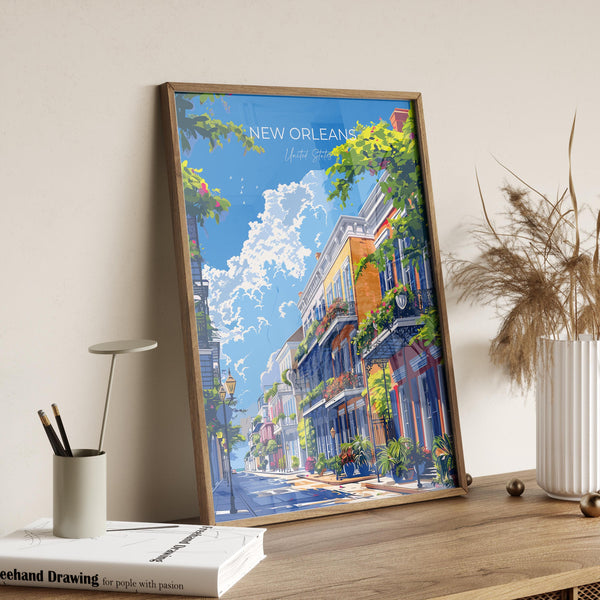 New Orleans Travel Poster Wall Art, Travel Print of New Orleans, New Orleans Art Lovers Gift, USA Art Gift