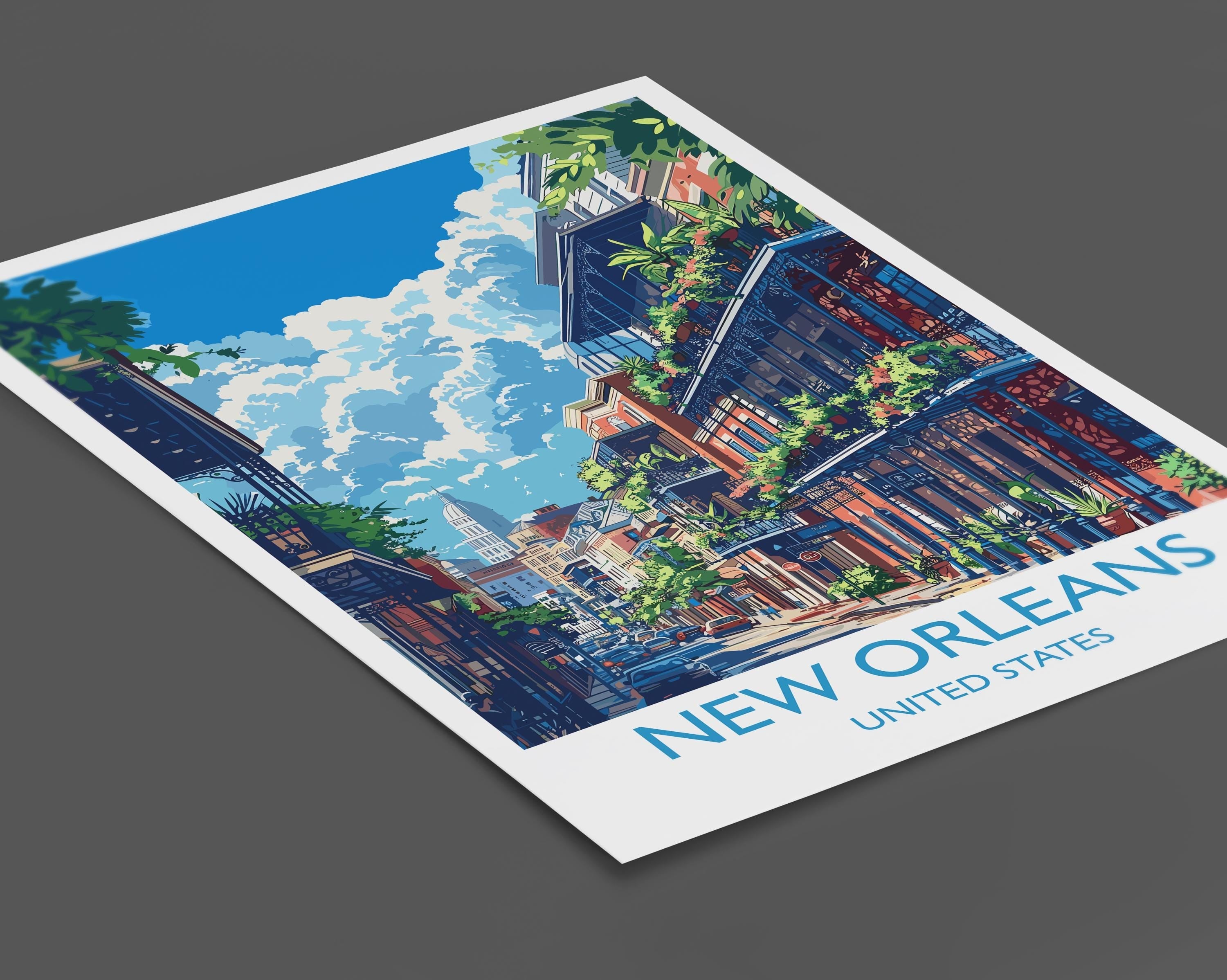New Orleans Travel Print Wall Art, Travel Poster of New Orleans, New Orleans Art Lovers Gift, USA Art Gift NQ Media Designs