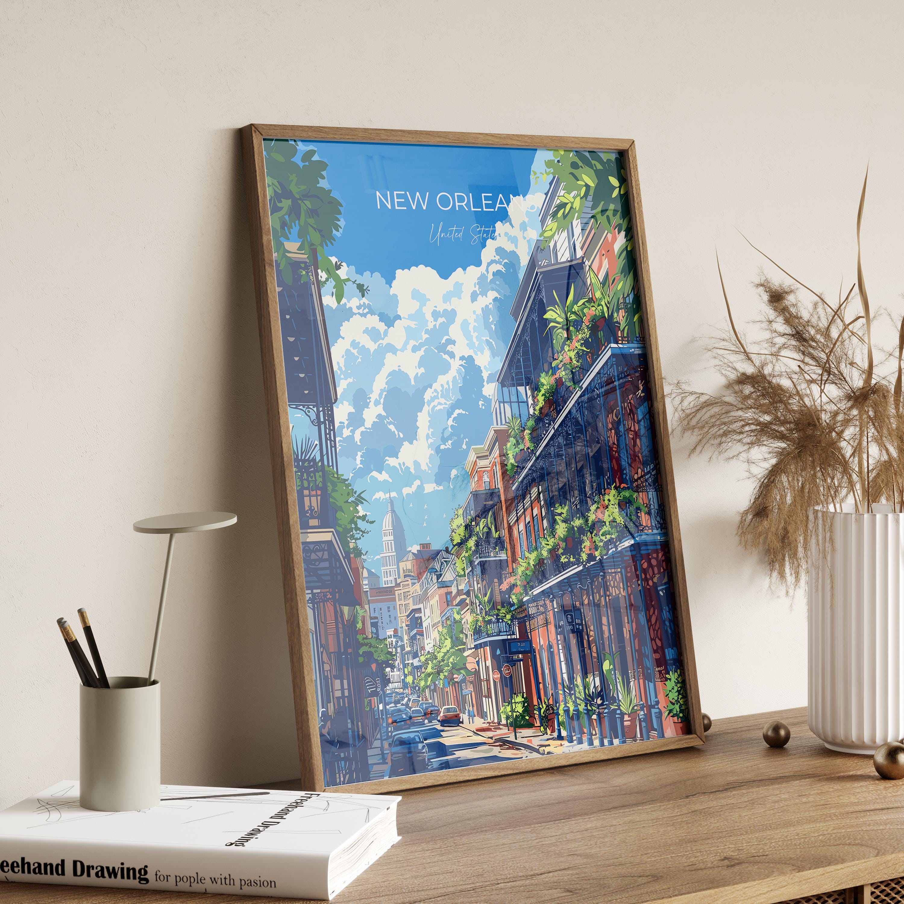 New Orleans Travel Poster Wall Art, Travel Print of New Orleans, New Orleans Art Lovers Gift, USA Art Gift NQ Media Designs