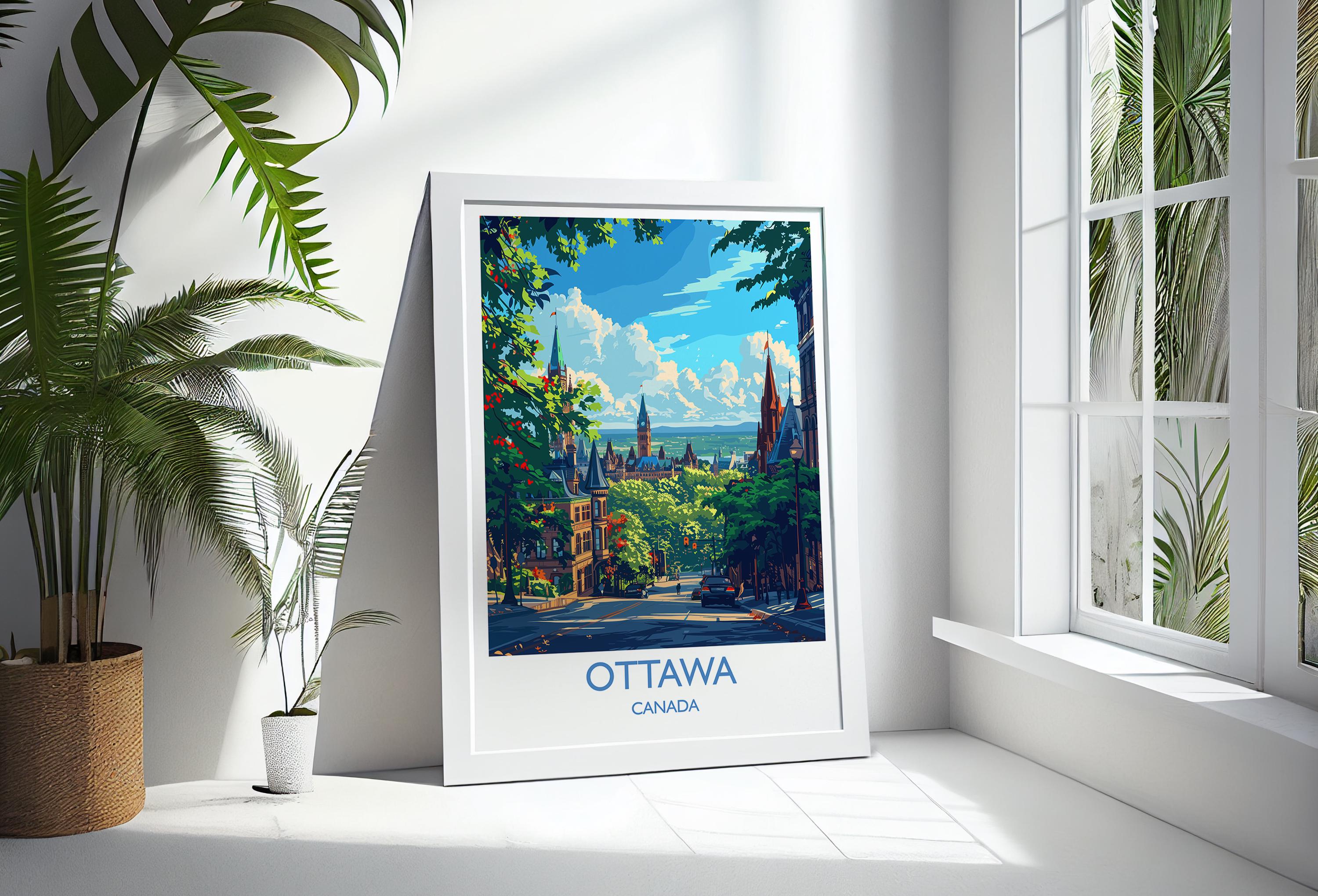 Ottawa Travel Print, Travel Poster of Ottawa , Canada Ontario Gift, Ottawa Art Lovers Gift, Canada Gift Art, Wall Art Print NQ Media Designs