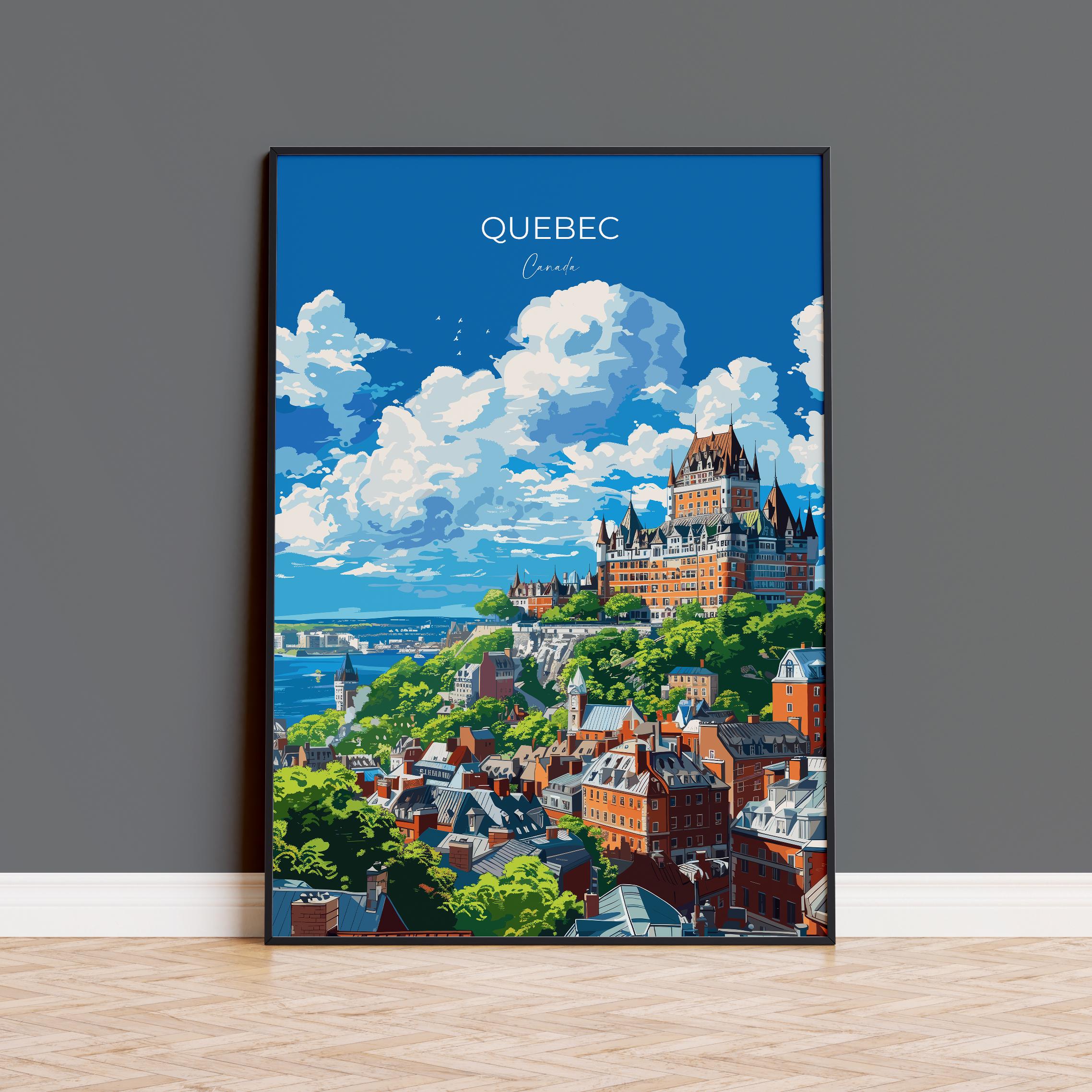 Quebec Travel Poster, Travel Print of Quebec , Canada Quebec City Gift, Quebec Art Lovers Gift, Canada Gift Art, Wall Art Print NQ Media Designs