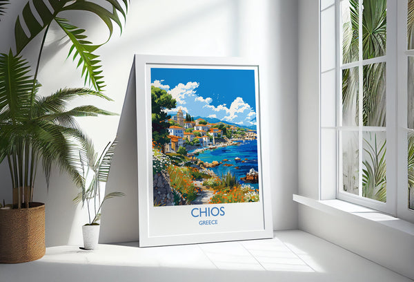 Chios Travel Print, Travel Poster of Chios, Greece Gift, Greek Islands Art Lovers Gift, Chios Gift Art, Wall Art Print