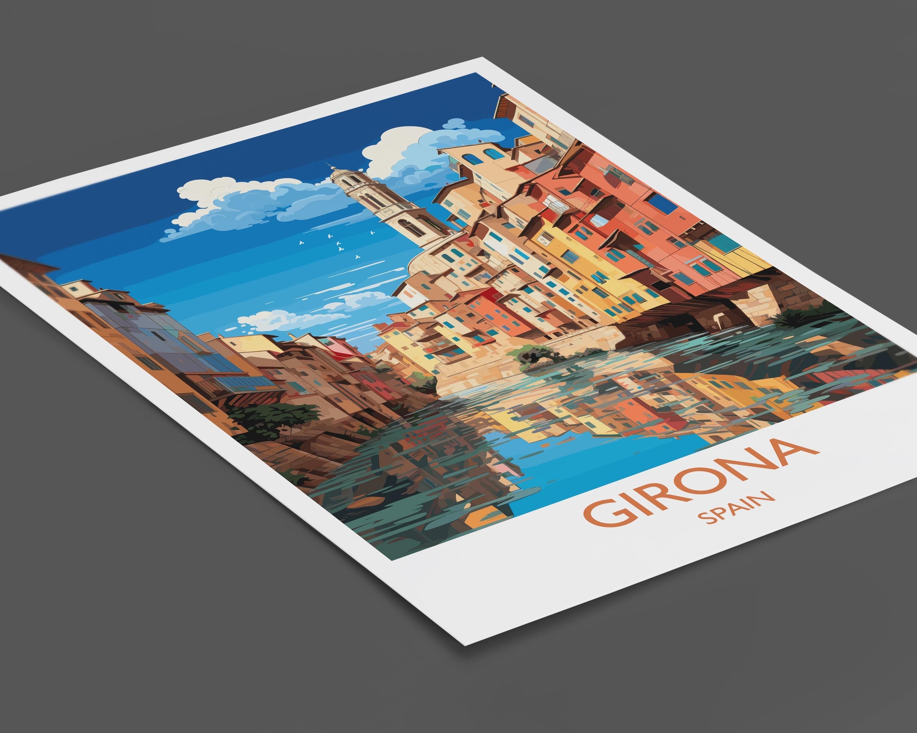Girona Travel Print, Travel Poster of Girona, Spain Poster, Girona Art Lovers Gift, Spain Art NQ Media Designs