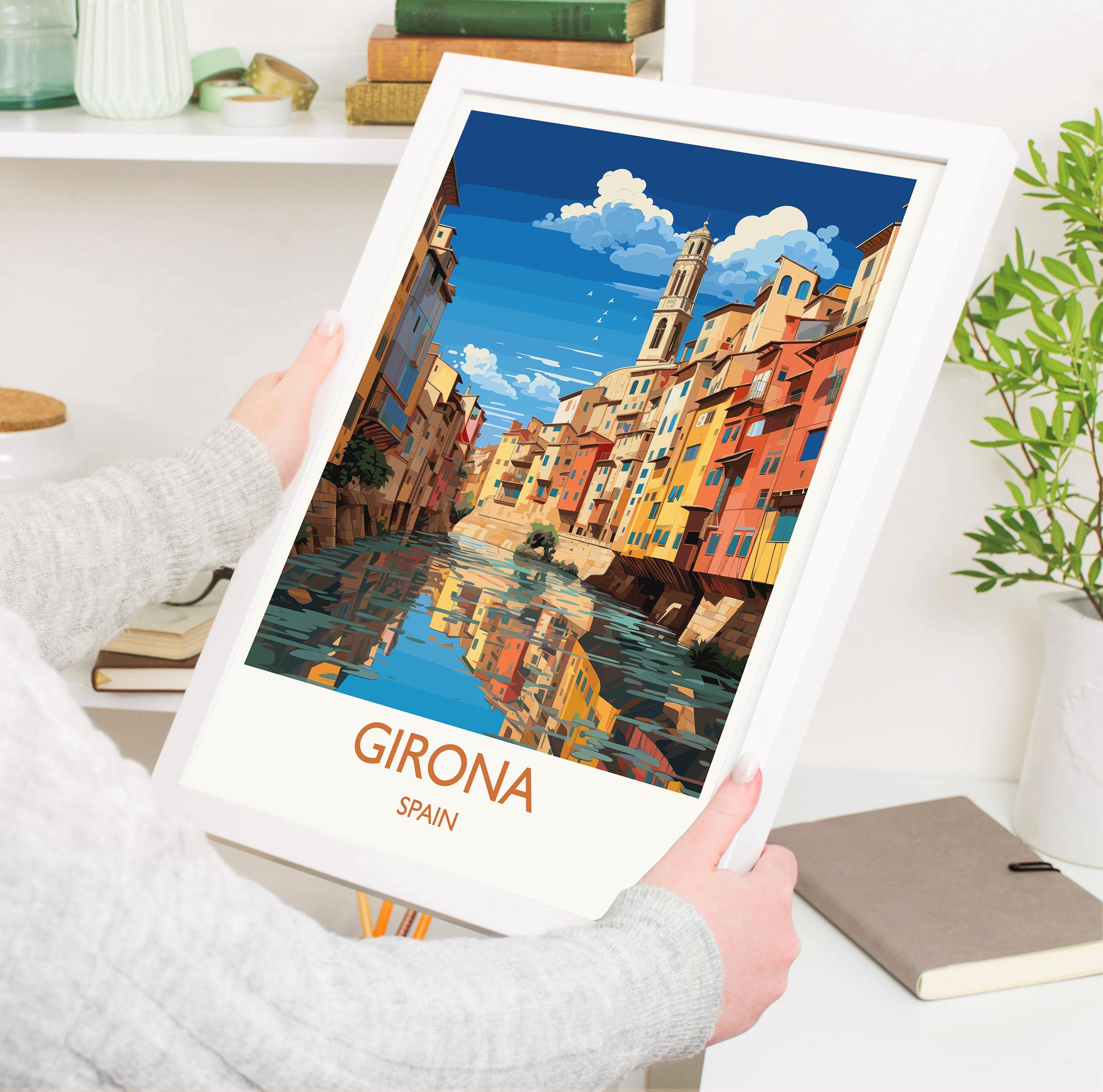 Girona Travel Print, Travel Poster of Girona, Spain Poster, Girona Art Lovers Gift, Spain Art NQ Media Designs