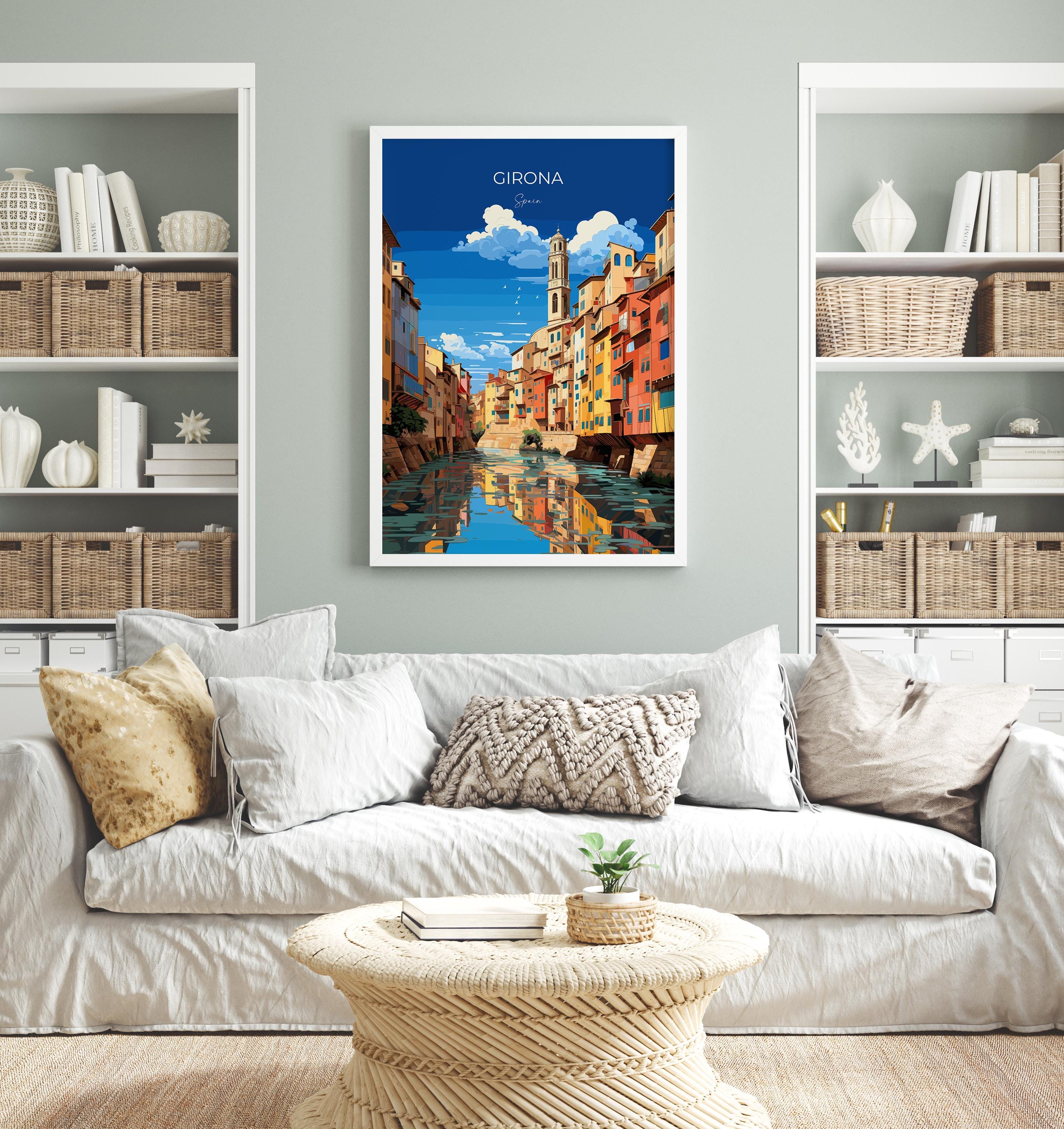 Girona Travel Poster, Travel Print of Girona, Spain Poster, Girona Art Lovers Gift, Spain Wall Art NQ Media Designs