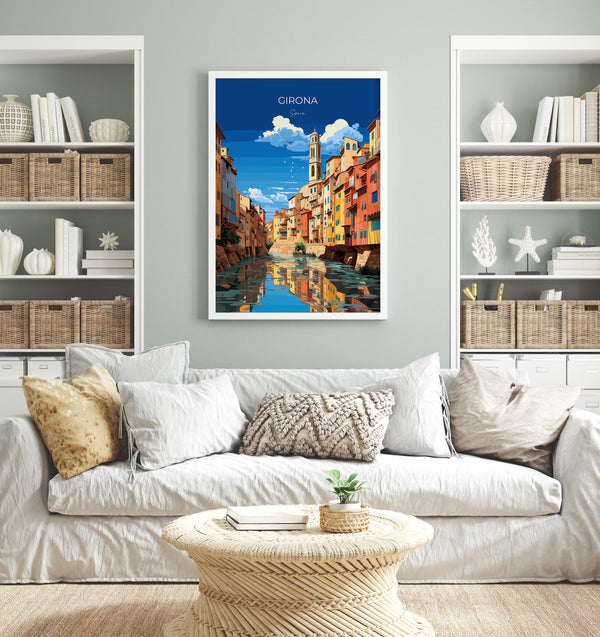 Girona Travel Poster, Travel Print of Girona, Spain Poster, Girona Art Lovers Gift, Spain Wall Art
