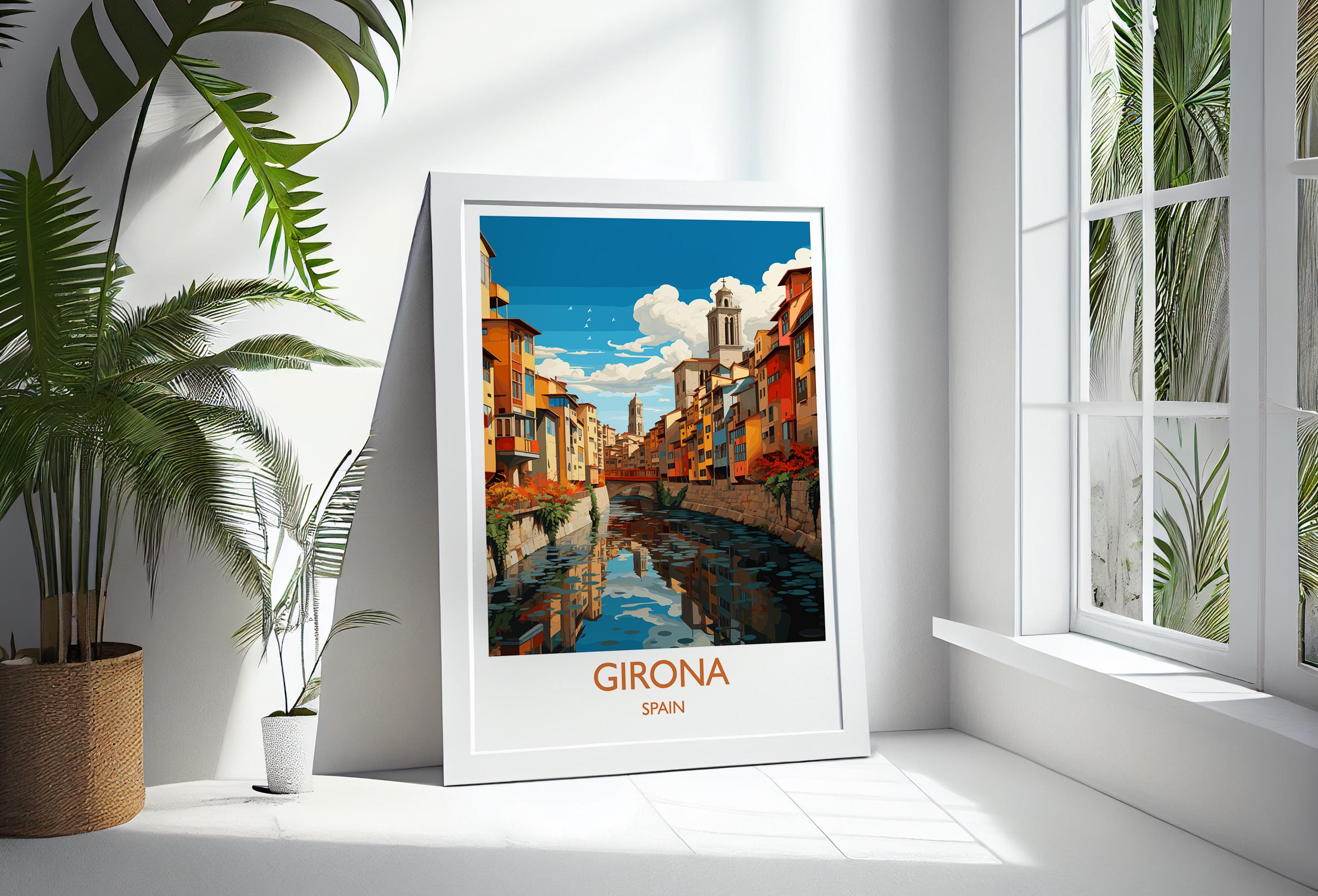 Girona Travel Print, Travel Poster of Girona, Spain Poster, Girona Wall Art Lovers Gift, Spain Art NQ Media Designs