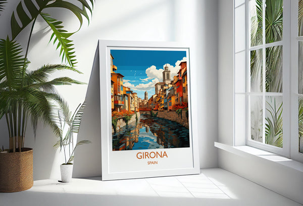 Girona Travel Print, Travel Poster of Girona, Spain Poster, Girona Wall Art Lovers Gift, Spain Art