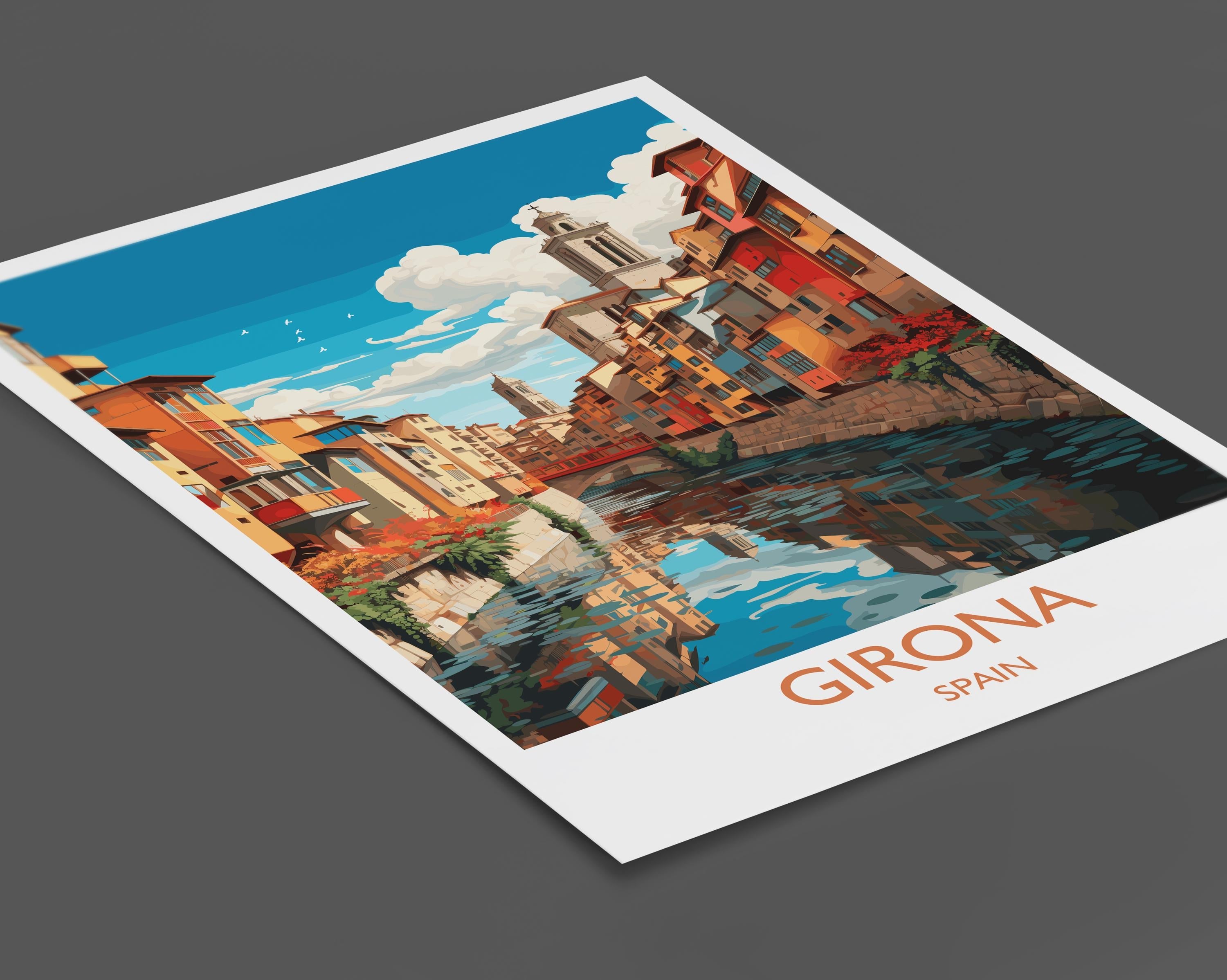 Girona Travel Print, Travel Poster of Girona, Spain Poster, Girona Wall Art Lovers Gift, Spain Art NQ Media Designs