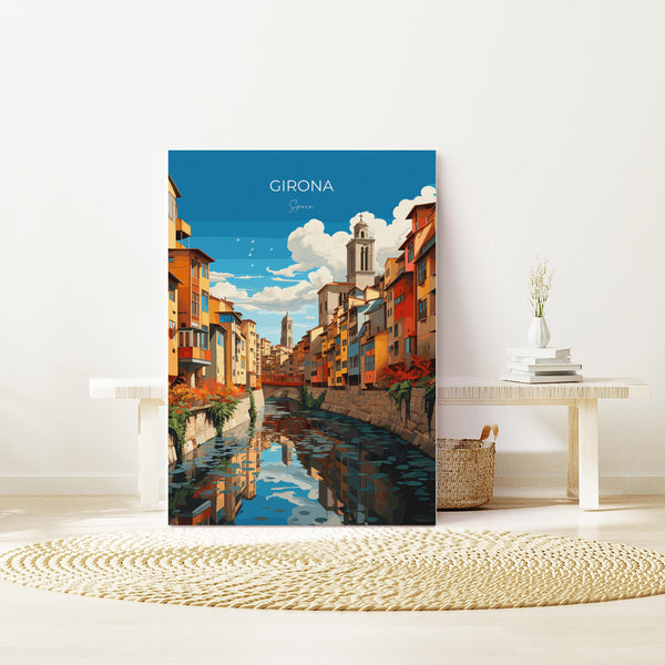 Girona Travel Poster, Travel Print of Girona, Spain Poster, Girona Art Lovers Gift, Spain Wall Art