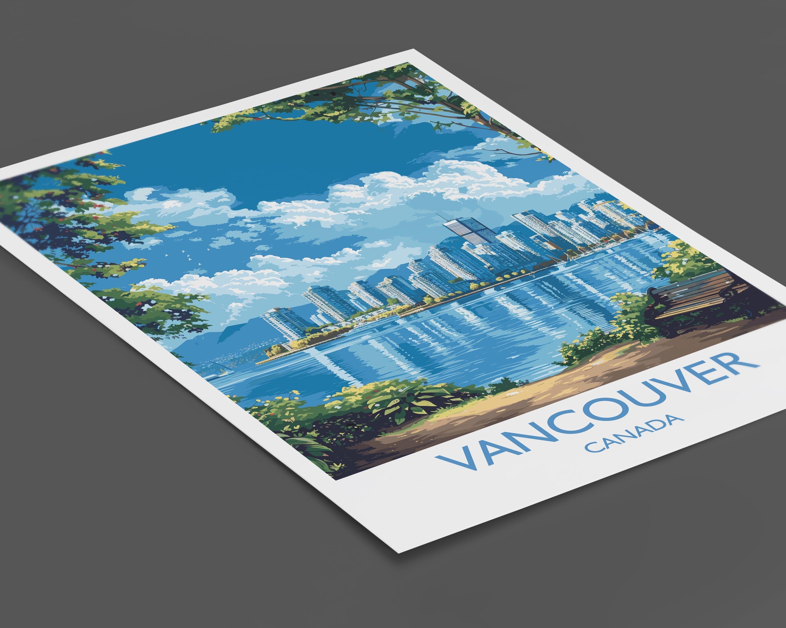 Vancouver Travel Print, Travel Poster of Vancouver, Canada British Columbia Gift, Vancouver Art Lovers Gift, Canada Gift Art, Wall Art Print NQ Media Designs