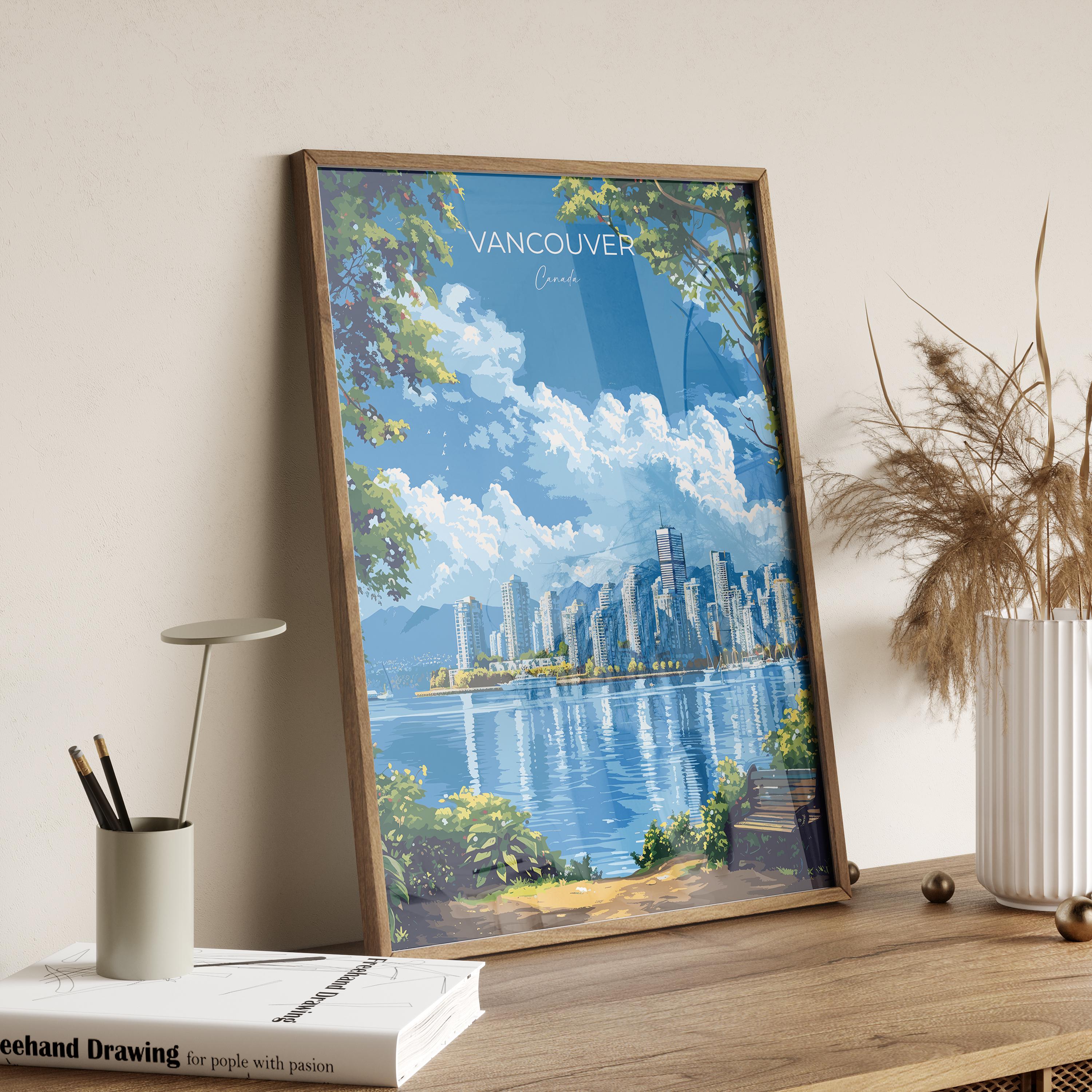 Vancouver Travel Poster, Travel Print of Vancouver, Canada British Columbia Gift, Vancouver Art Lovers Gift, Canada Gift Art, Wall Art Print NQ Media Designs