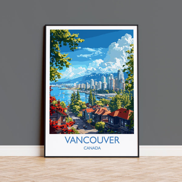 Vancouver Travel Print, Travel Poster of Vancouver, Canada British Columbia Gift, Vancouver Art Lovers Gift, Canada Gift Art, Wall Art Print