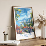 Vancouver Travel Print, Travel Poster of Vancouver, Canada British Columbia Gift, Vancouver Art Lovers Gift, Canada Gift Art, Wall Art Print NQ Media Designs