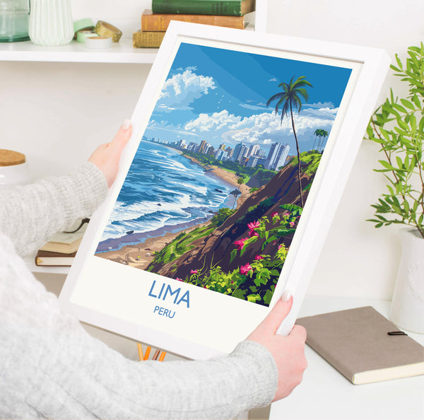 Lima Travel Print, Travel Poster of Lima, Peru Poster, Lima Wall Art Lovers Gift, Peru Art