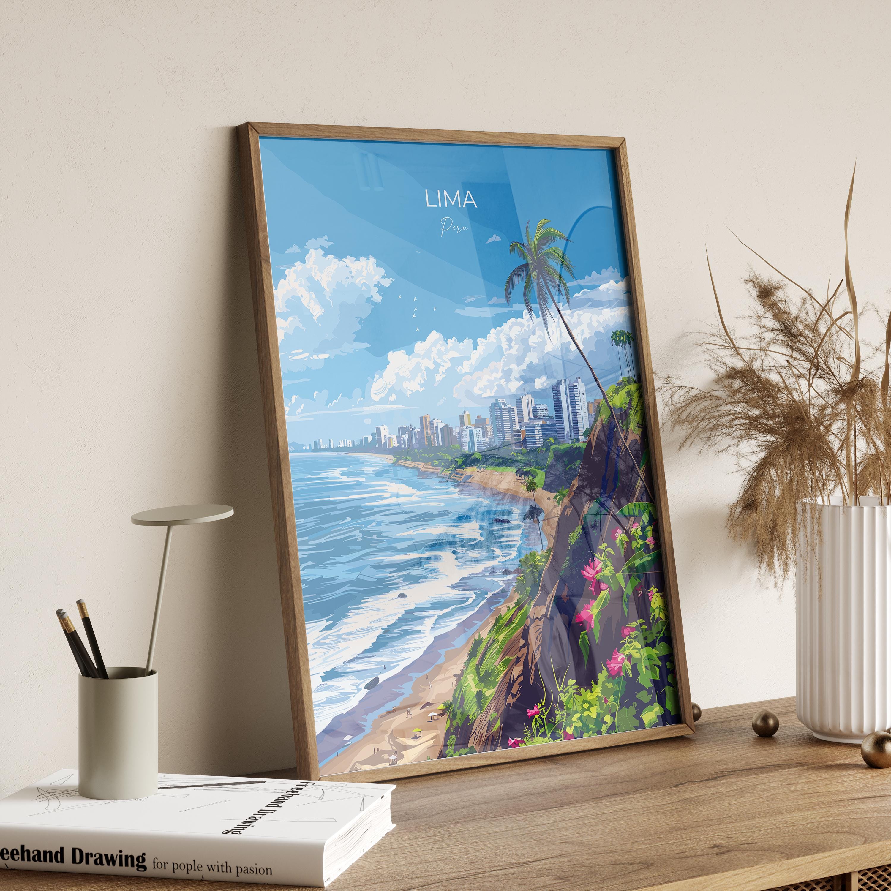 Lima Travel Poster, Travel Print of Lima, Peru Poster, Lima Wall Art Lovers Gift, Peru Wall Art Gift NQ Media Designs