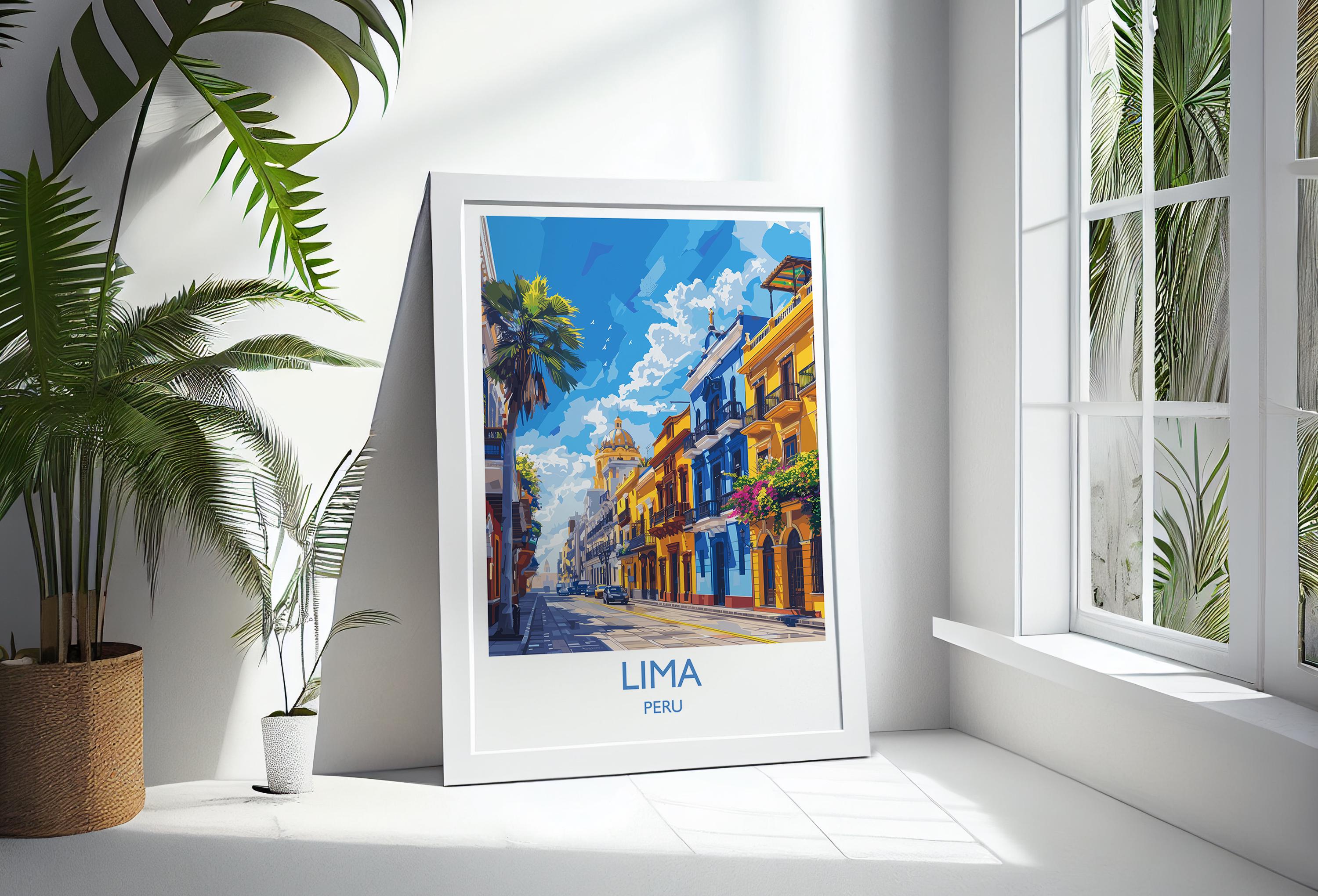 Lima Travel Print, Travel Poster of Lima, Peru Poster, Lima Wall Art Lovers Gift, Peru Wall Art Gift NQ Media Designs