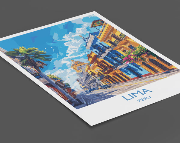 Lima Travel Print, Travel Poster of Lima, Peru Poster, Lima Wall Art Lovers Gift, Peru Wall Art Gift