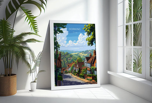Dorking Travel Poster, Travel Print of Dorking, Surrey Poster, Dorking Art Gift, London Art Lovers UK Travel Gift