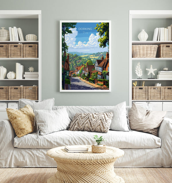 Dorking Travel Poster, Travel Print of Dorking, Surrey Poster, Dorking Art Gift, London Art Lovers UK Travel Gift