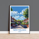 New Malden Travel Print, Travel Poster of New Malden, Surrey Poster, New Malden Art Gift, London Art Lovers UK Travel Gift NQ Media Designs