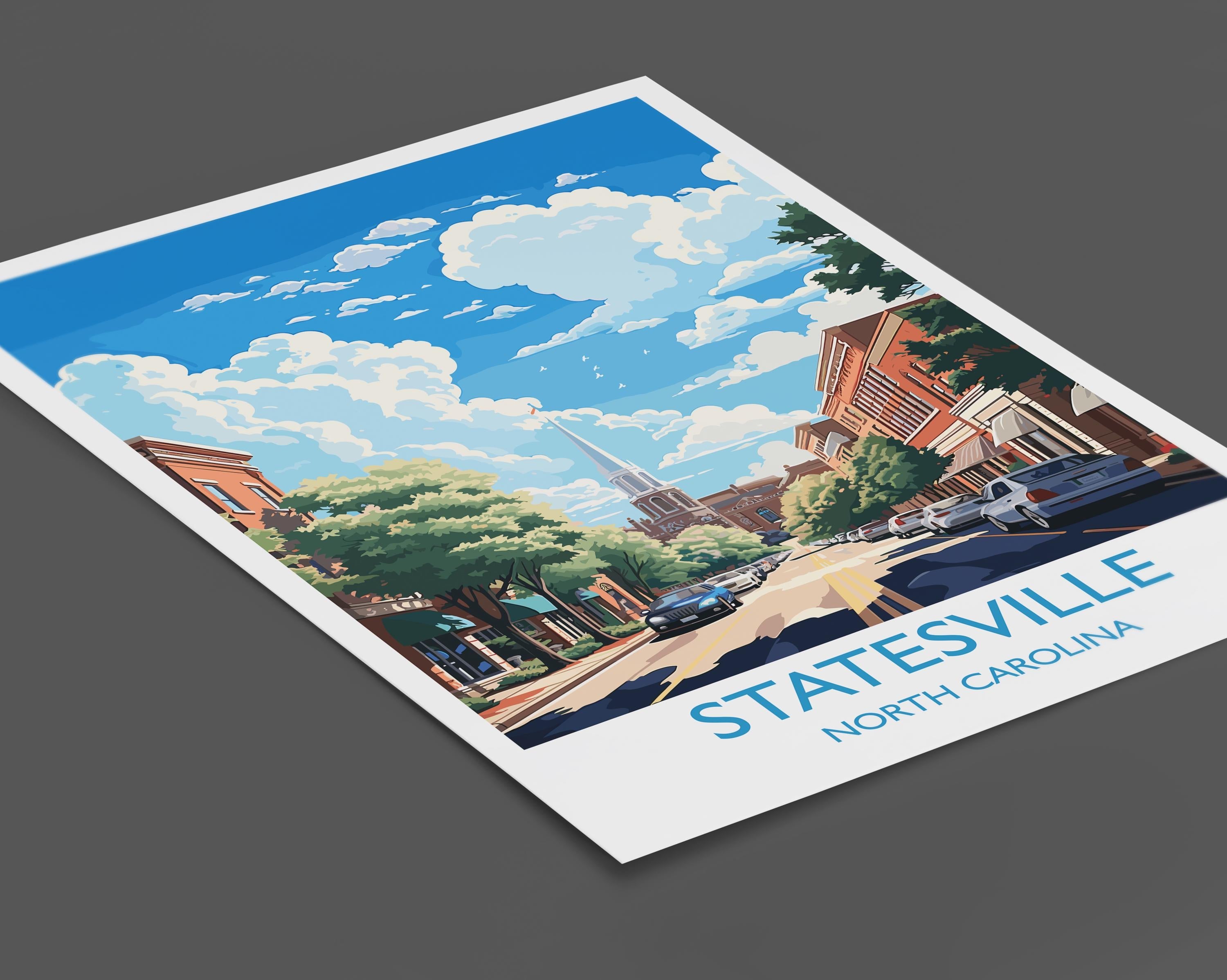 Statesville Travel Print Wall Art, Travel Poster of Statesville, Statesville Art Lovers Gift, North Carolina USA Art Gift NQ Media Designs