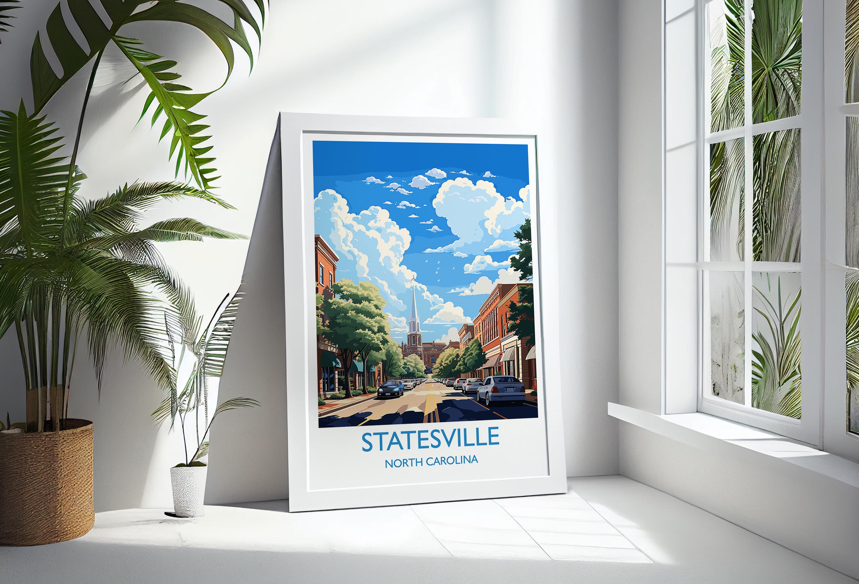 Statesville Travel Print Wall Art, Travel Poster of Statesville, Statesville Art Lovers Gift, North Carolina USA Art Gift NQ Media Designs