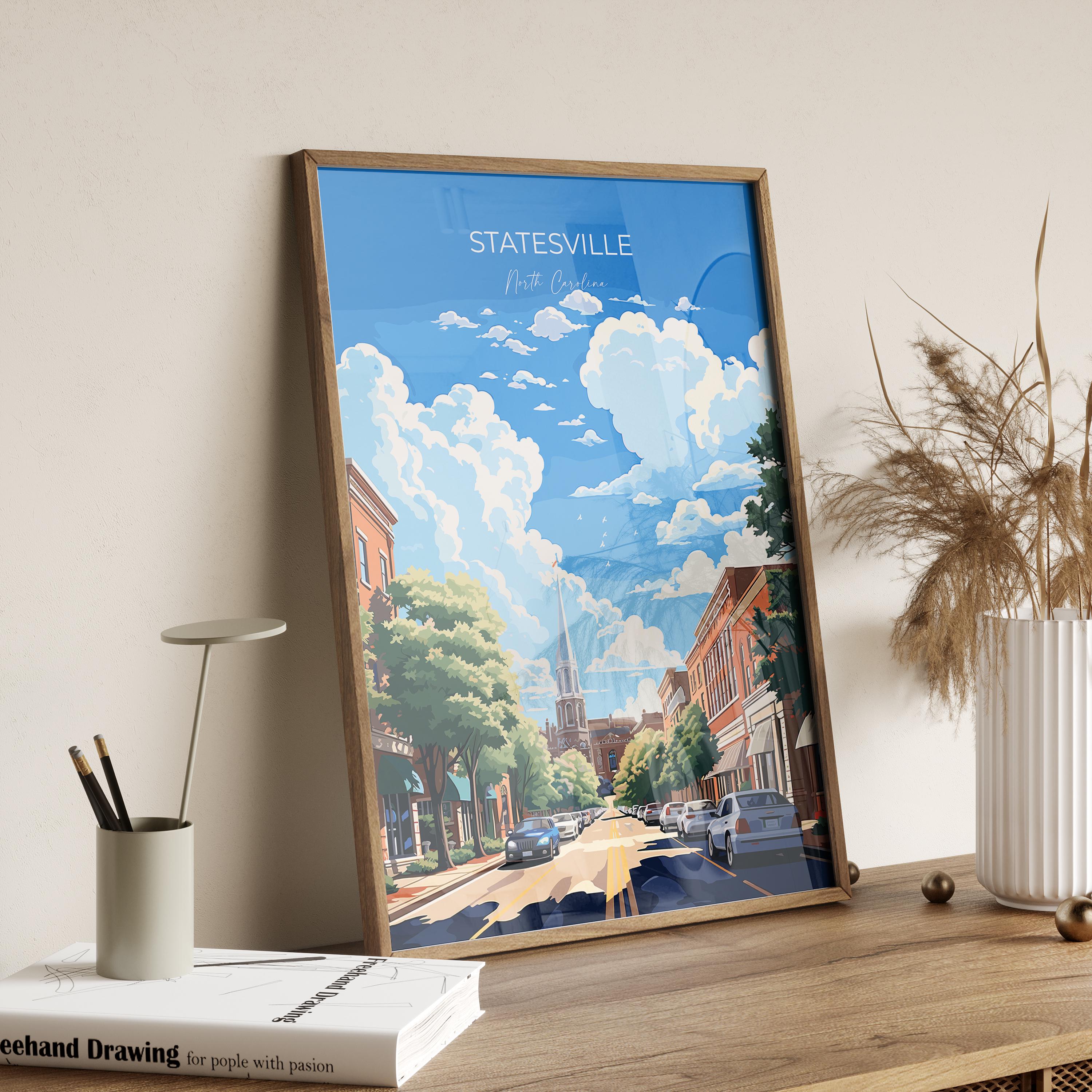 Statesville Travel Poster Wall Art, Travel Print of Statesville, Statesville Art Lovers Gift, North Carolina USA Art Gift NQ Media Designs