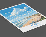 Bude Travel Print, Travel Poster of Bude, England, Cornwall Art, Bude Art Lovers Gift, Wall Art Print NQ Media Designs