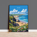 Bude Travel Poster, Travel Print of Bude, England, Cornwall Art, Bude Art Lovers Gift, Wall Art Print NQ Media Designs