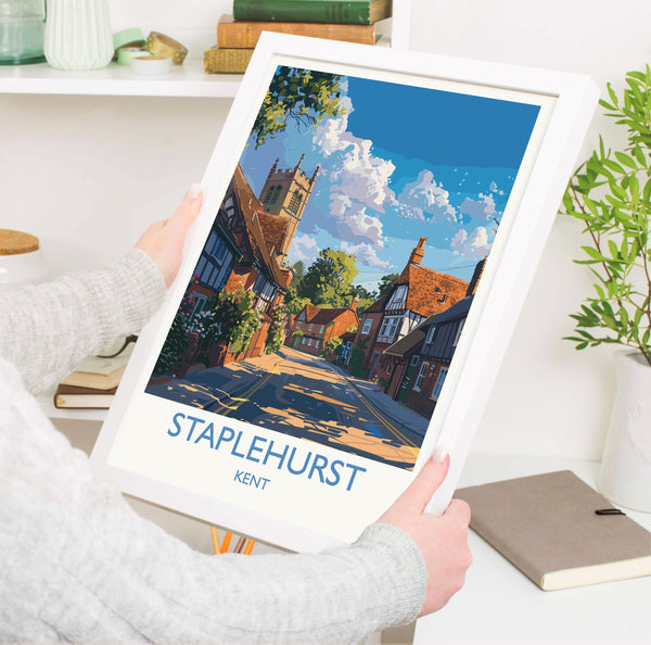 Staplehurst Travel Poster, Travel Print of Staplehurst, Kent Countryside Art Gift, England, Staplehurst Art Lovers Gift, Wall Art Print