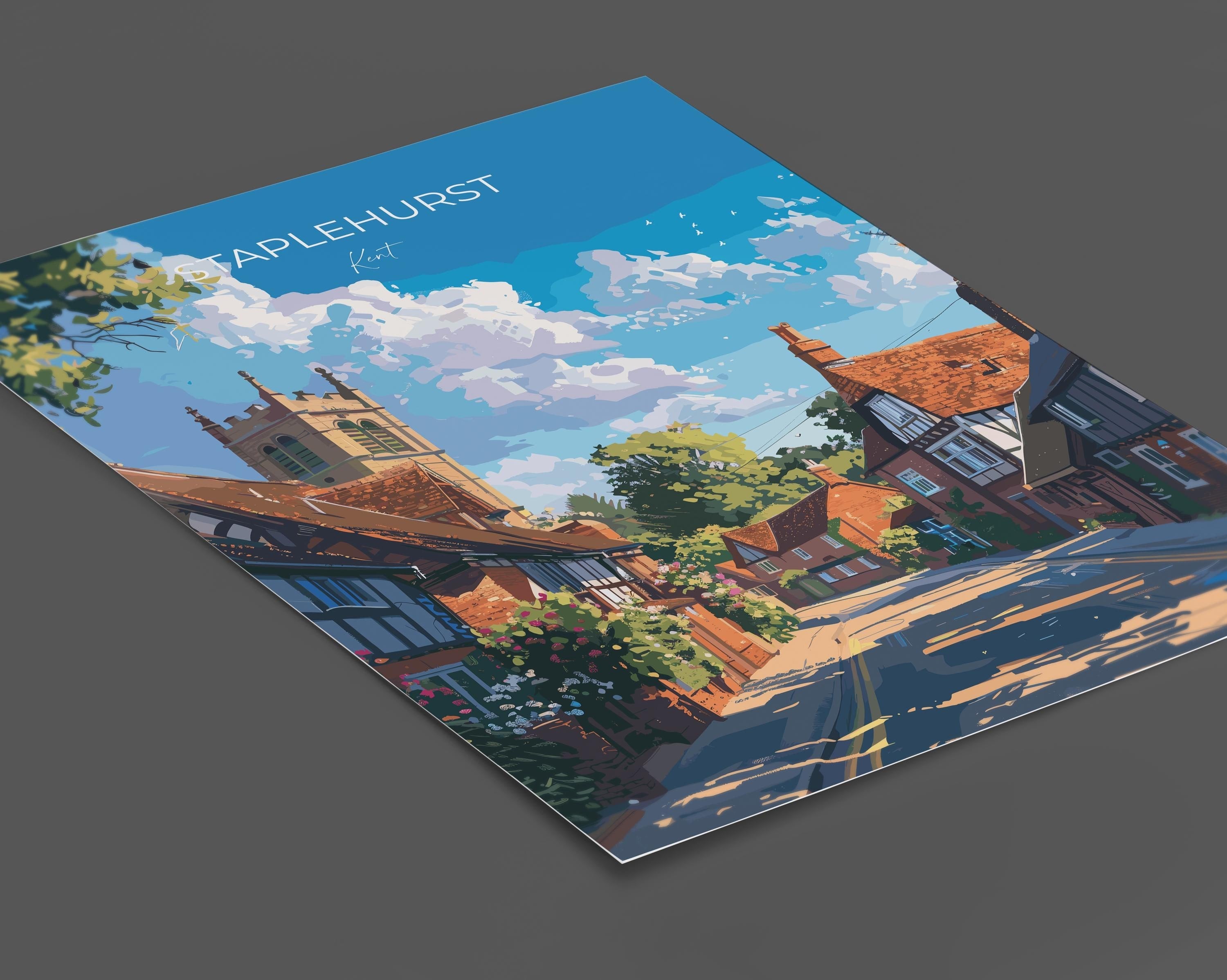 Staplehurst Travel Print, Travel Poster of Staplehurst, Kent Countryside Art Gift, England, Staplehurst Art Lovers Gift, Wall Art Print NQ Media Designs