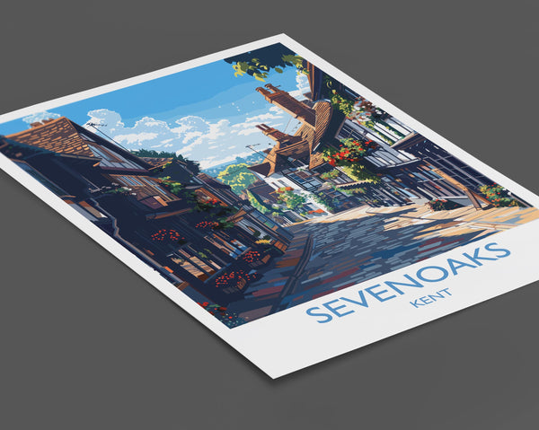 Sevenoaks Travel Poster, Travel Print of Sevenoaks, Kent Countryside Art Gift, England, Sevenoaks Art Lovers Gift, Wall Art Print