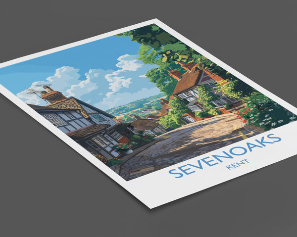 Sevenoaks Travel Poster, Travel Print of Sevenoaks, Kent Countryside Art Gift, England, Sevenoaks Art Lovers Gift, Wall Art Print