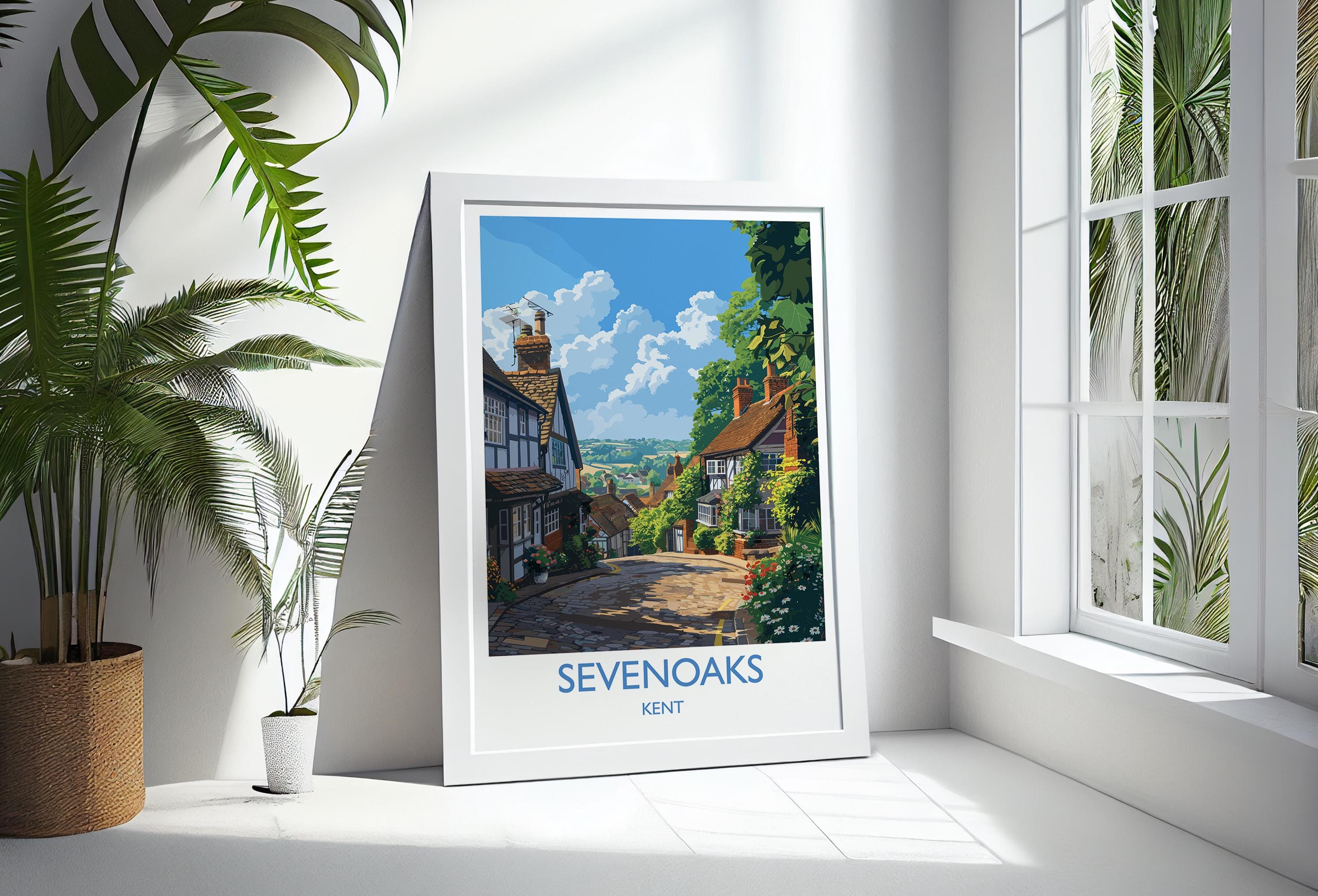 Sevenoaks Travel Poster, Travel Print of Sevenoaks, Kent Countryside Art Gift, England, Sevenoaks Art Lovers Gift, Wall Art Print NQ Media Designs