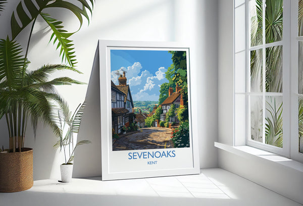 Sevenoaks Travel Poster, Travel Print of Sevenoaks, Kent Countryside Art Gift, England, Sevenoaks Art Lovers Gift, Wall Art Print