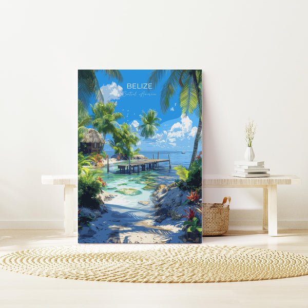 Belize Travel Poster, Travel Print of Belize, Central America Poster, Belize Wall Art Lovers Gift