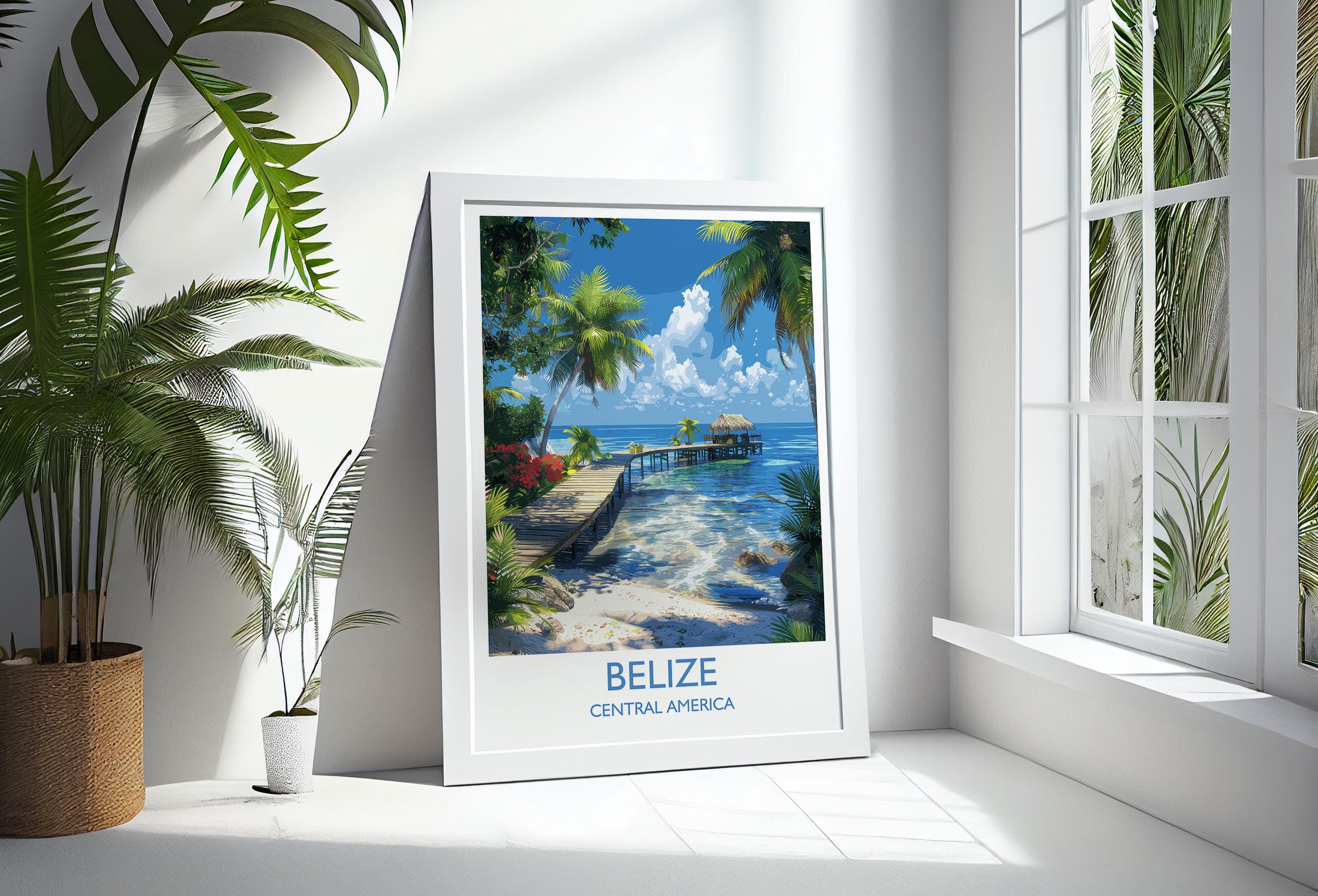Belize Travel Print, Travel Poster of Belize, Central America Poster, Belize Wall Art Lovers Gift NQ Media Designs