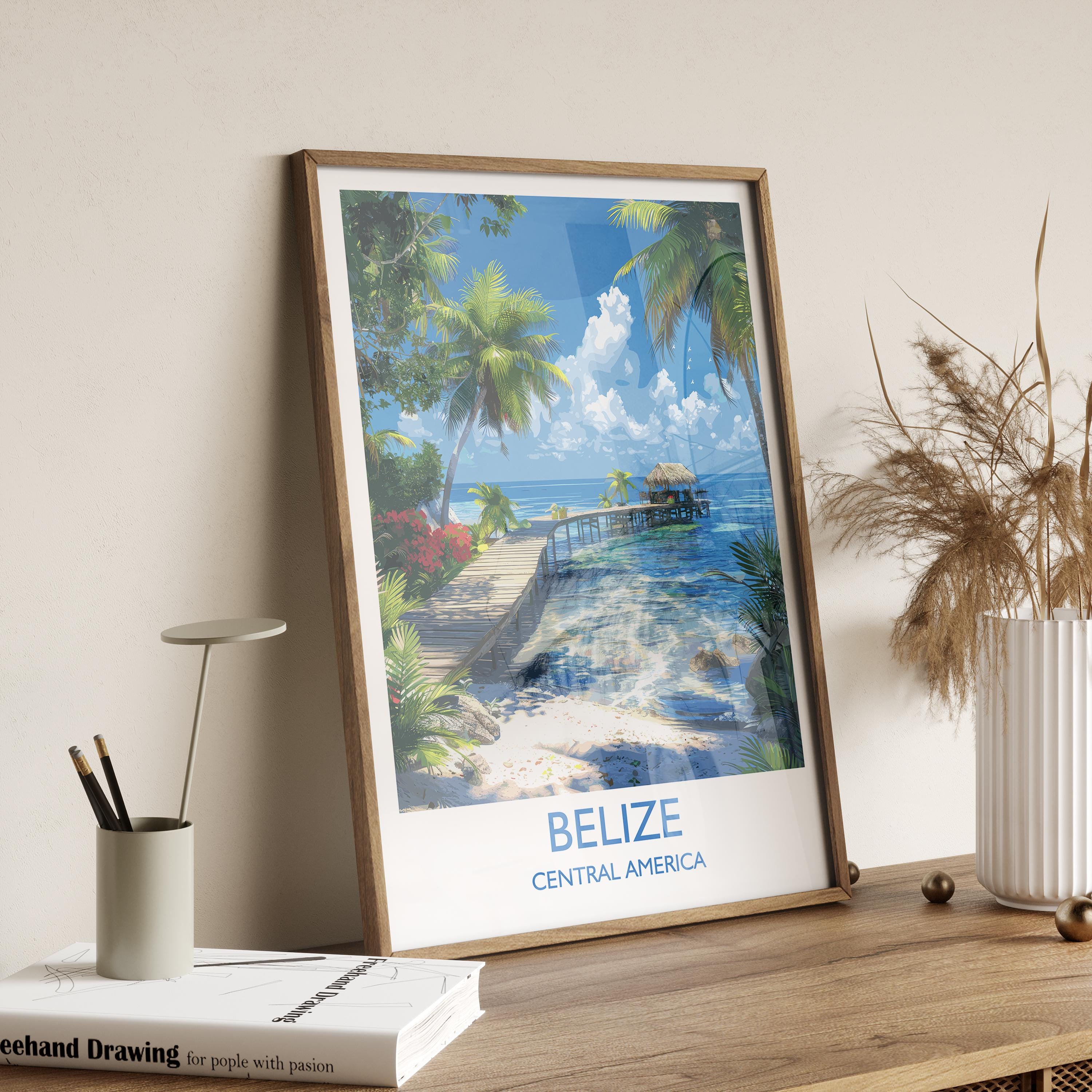 Belize Travel Print, Travel Poster of Belize, Central America Poster, Belize Wall Art Lovers Gift NQ Media Designs