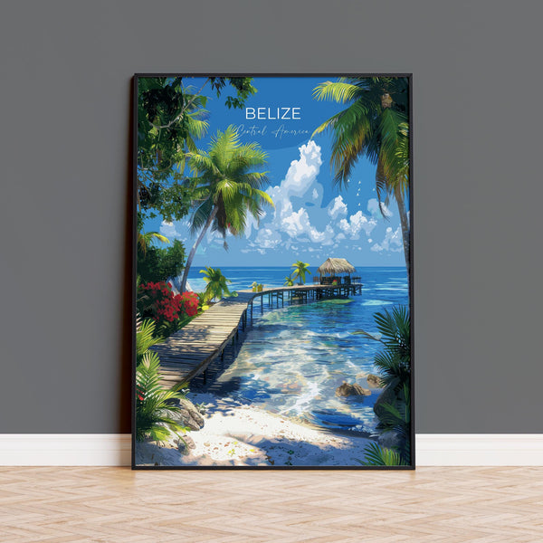 Belize Travel Poster, Travel Print of Belize, Central America Poster, Belize Wall Art Lovers Gift