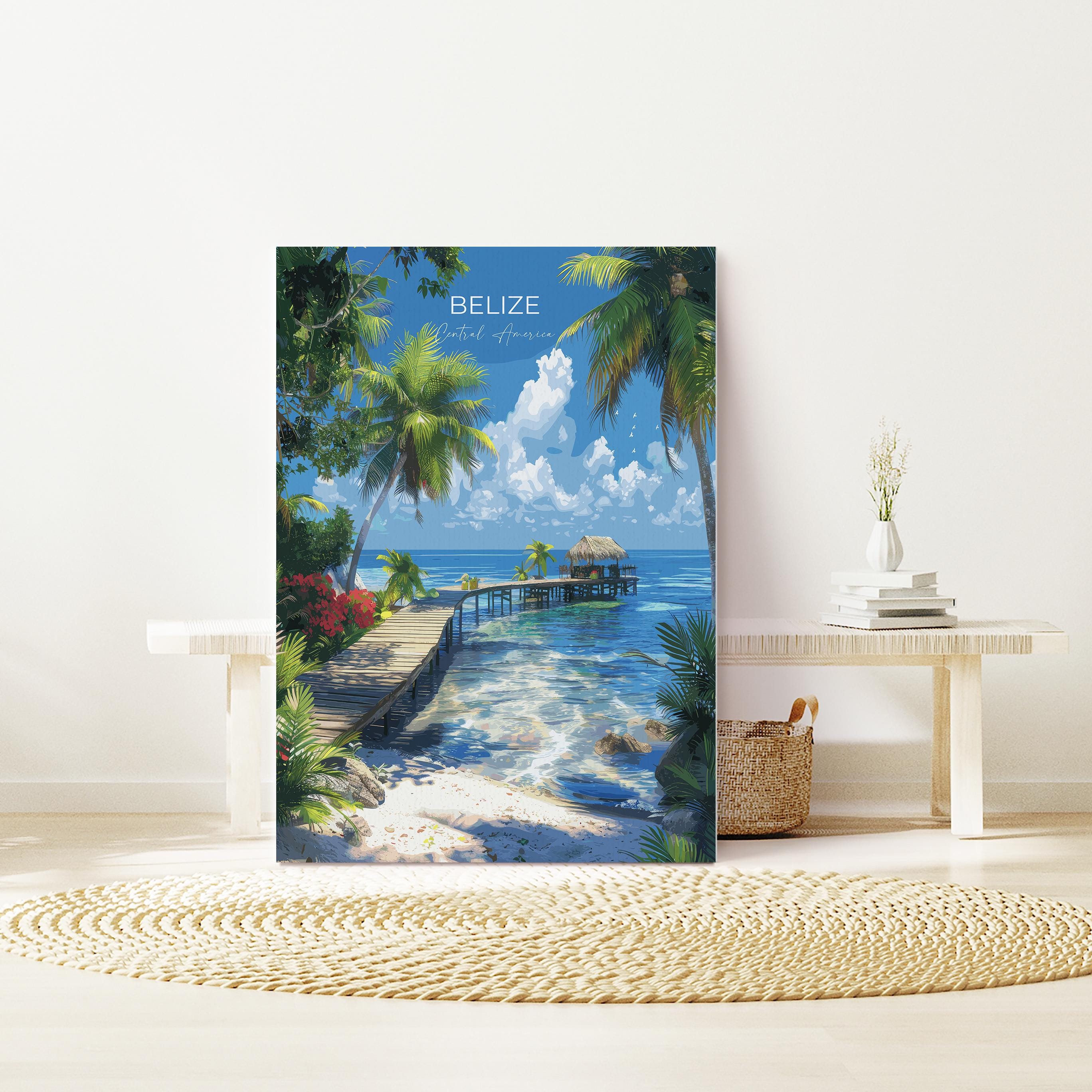 Belize Travel Poster, Travel Print of Belize, Central America Poster, Belize Wall Art Lovers Gift NQ Media Designs