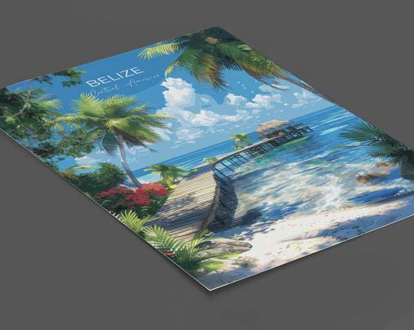 Belize Travel Poster, Travel Print of Belize, Central America Poster, Belize Wall Art Lovers Gift