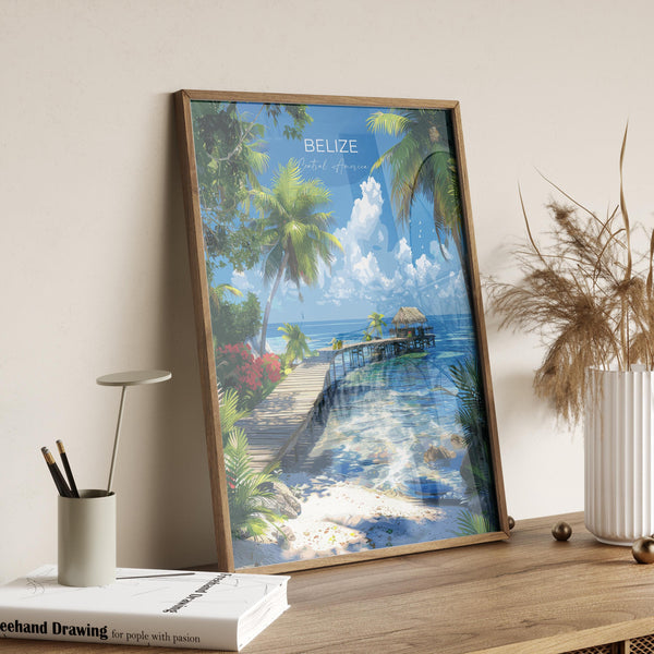 Belize Travel Poster, Travel Print of Belize, Central America Poster, Belize Wall Art Lovers Gift