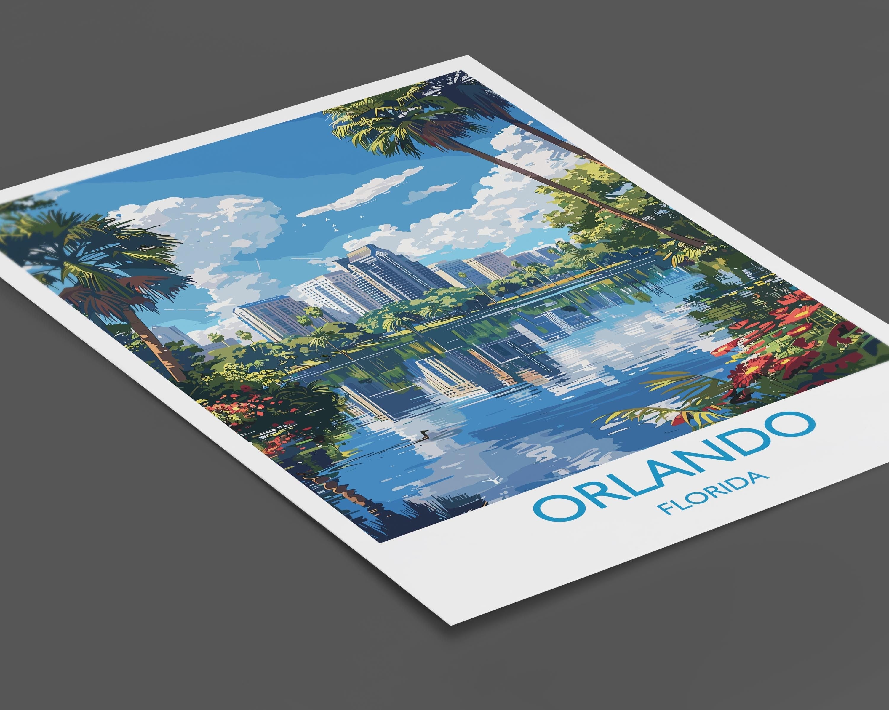 Orlando Travel Print, Travel Poster of Orlando, Orlando Art lovers Gift,Florida Art Gift,USA Wall Art Print NQ Media Designs