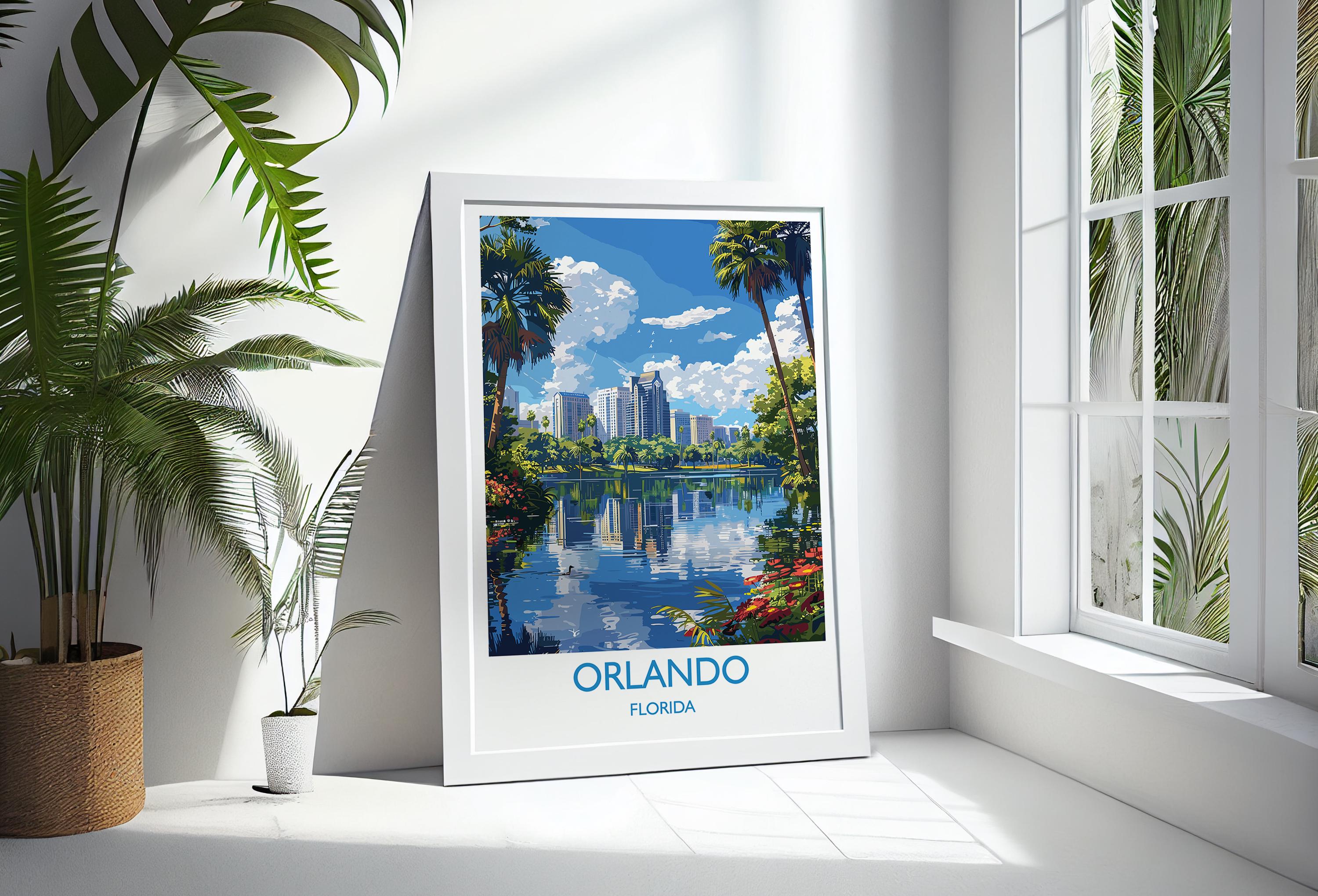Orlando Travel Print, Travel Poster of Orlando, Orlando Art lovers Gift,Florida Art Gift,USA Wall Art Print NQ Media Designs
