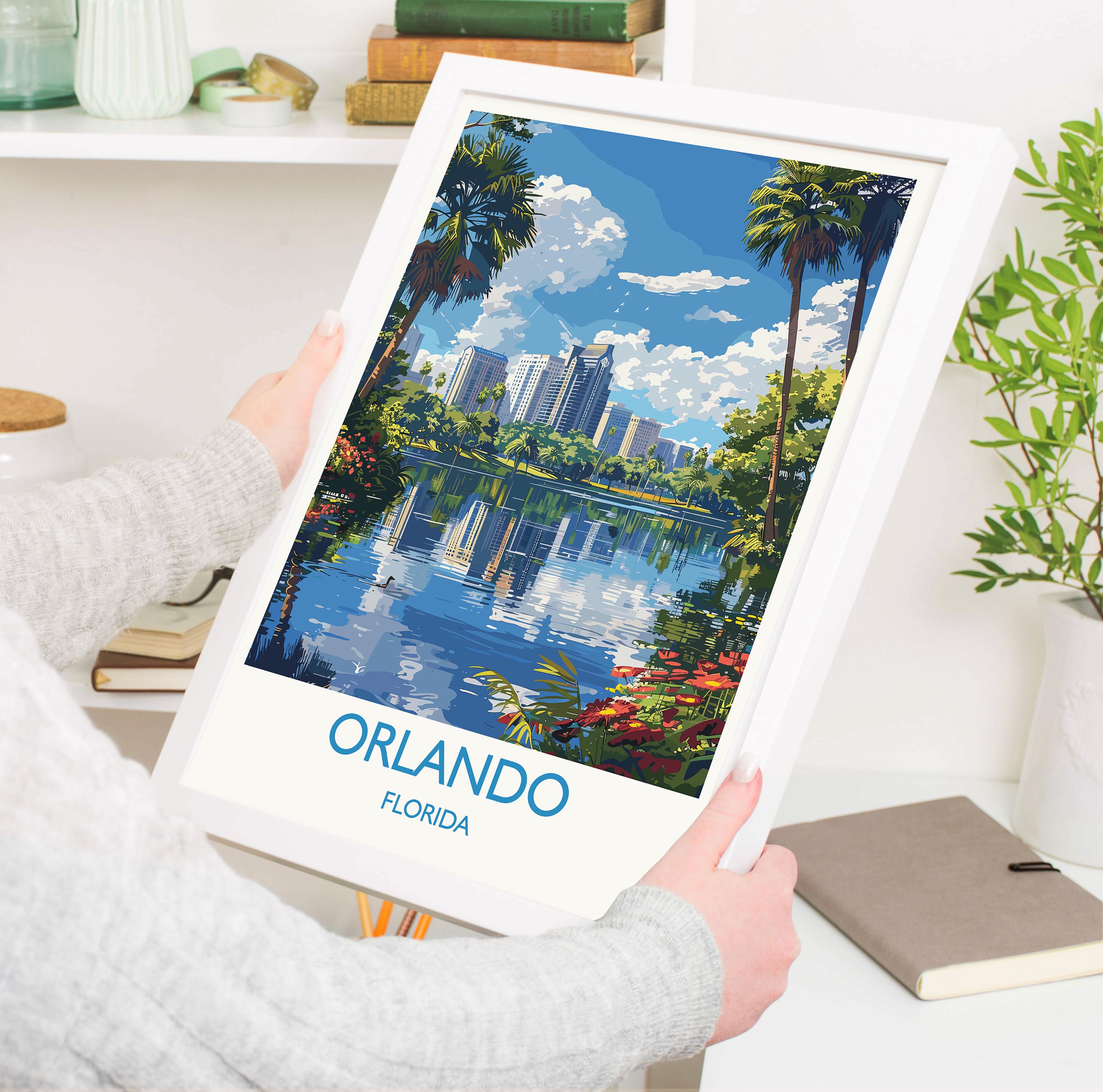 Orlando Travel Print, Travel Poster of Orlando, Orlando Art lovers Gift,Florida Art Gift,USA Wall Art Print NQ Media Designs