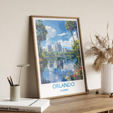 Orlando Travel Print, Travel Poster of Orlando, Orlando Art lovers Gift,Florida Art Gift,USA Wall Art Print NQ Media Designs
